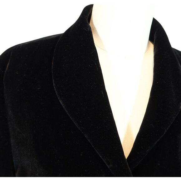 Vintage Velvet Silk Blend Shawl Collar Jacket 14p Black Whimsigoth Victorian - Picture 4 of 8